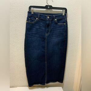 7 For All Mankind Denim Skirt Size 27 Dark Wash Cotton Blend Y2K